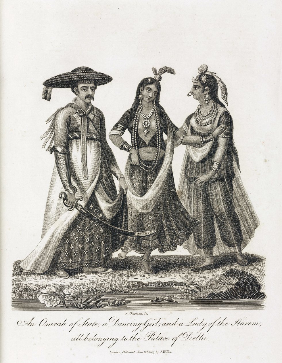 En Omrah of State; en dansende pige; og en Lady of the Harem, Indien af Unbekannt