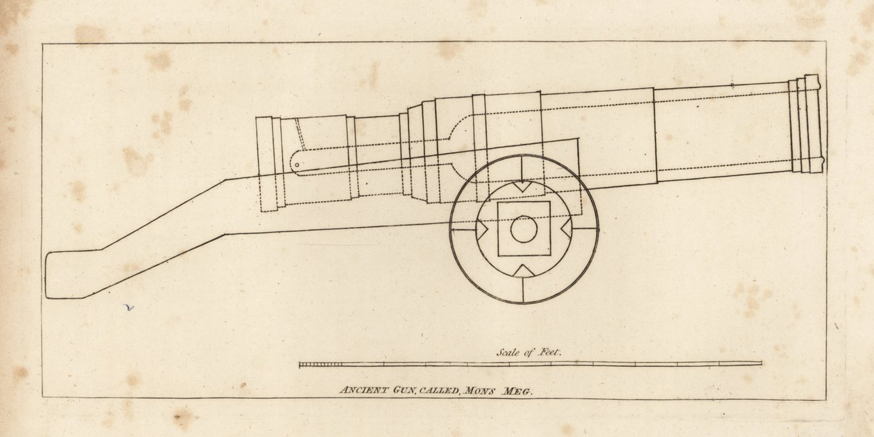 Gammel bombardering eller pistol kaldet Mons Meg af Unbekannt