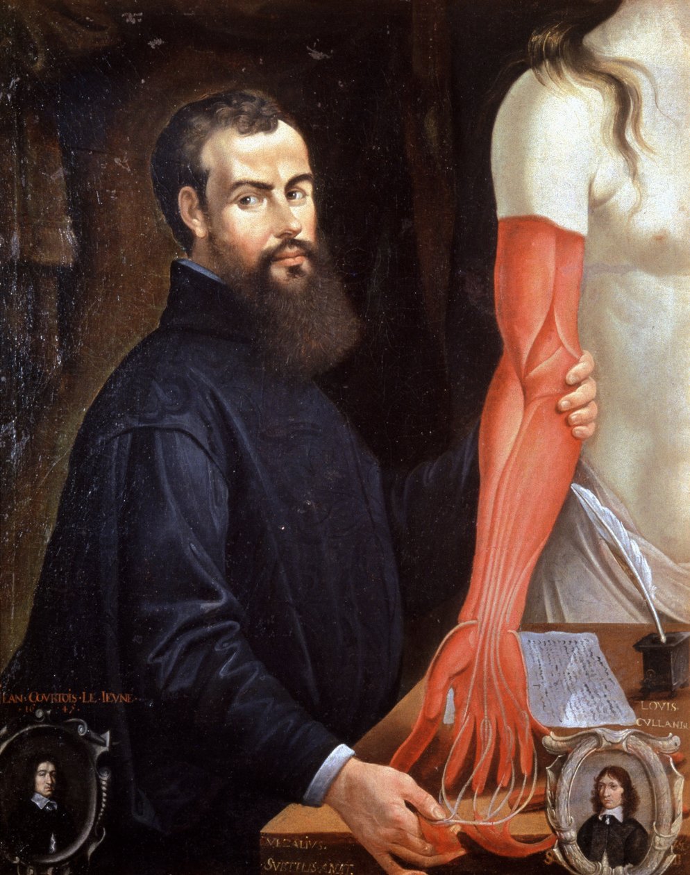 Andre Vesale (1514-1564) flamsk læge, den moderne anatomis fader, maleri af Pierre Poncet af Unbekannter Künstler