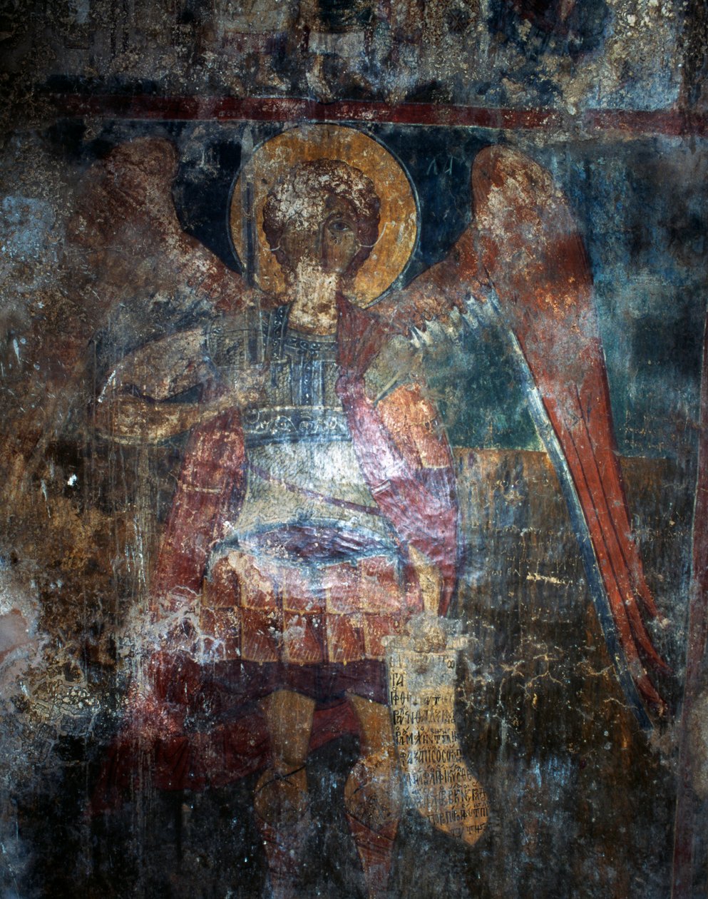 Angel, fresko i den byzantinske kirke Agios Constantinos og Agia Eleni, Voukolies, Kreta, Grækenland (foto) af J.B. and Brown J. Rowbotham