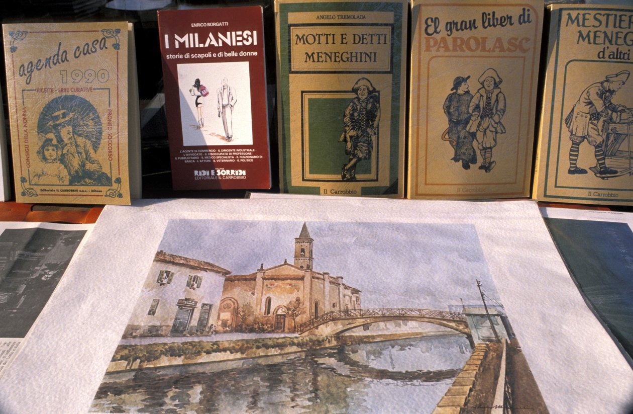 Antikvitetsmarked, Naviglio Grande, Milano, Lombardiet, Italien af Unbekannt
