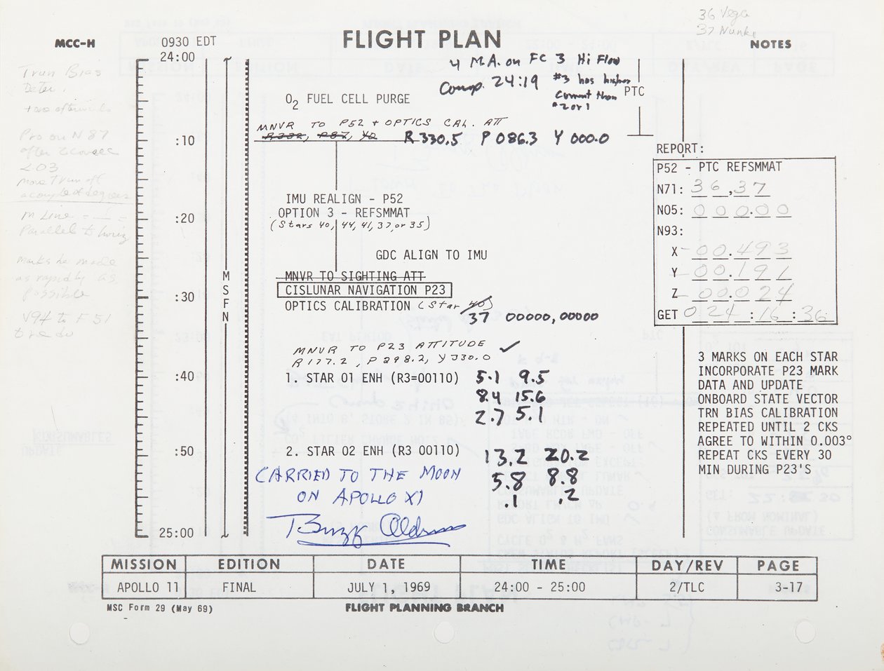 Apollo 11 Flyveplan, s. 3-17/3-18. NASA/MSC af Unbekannt