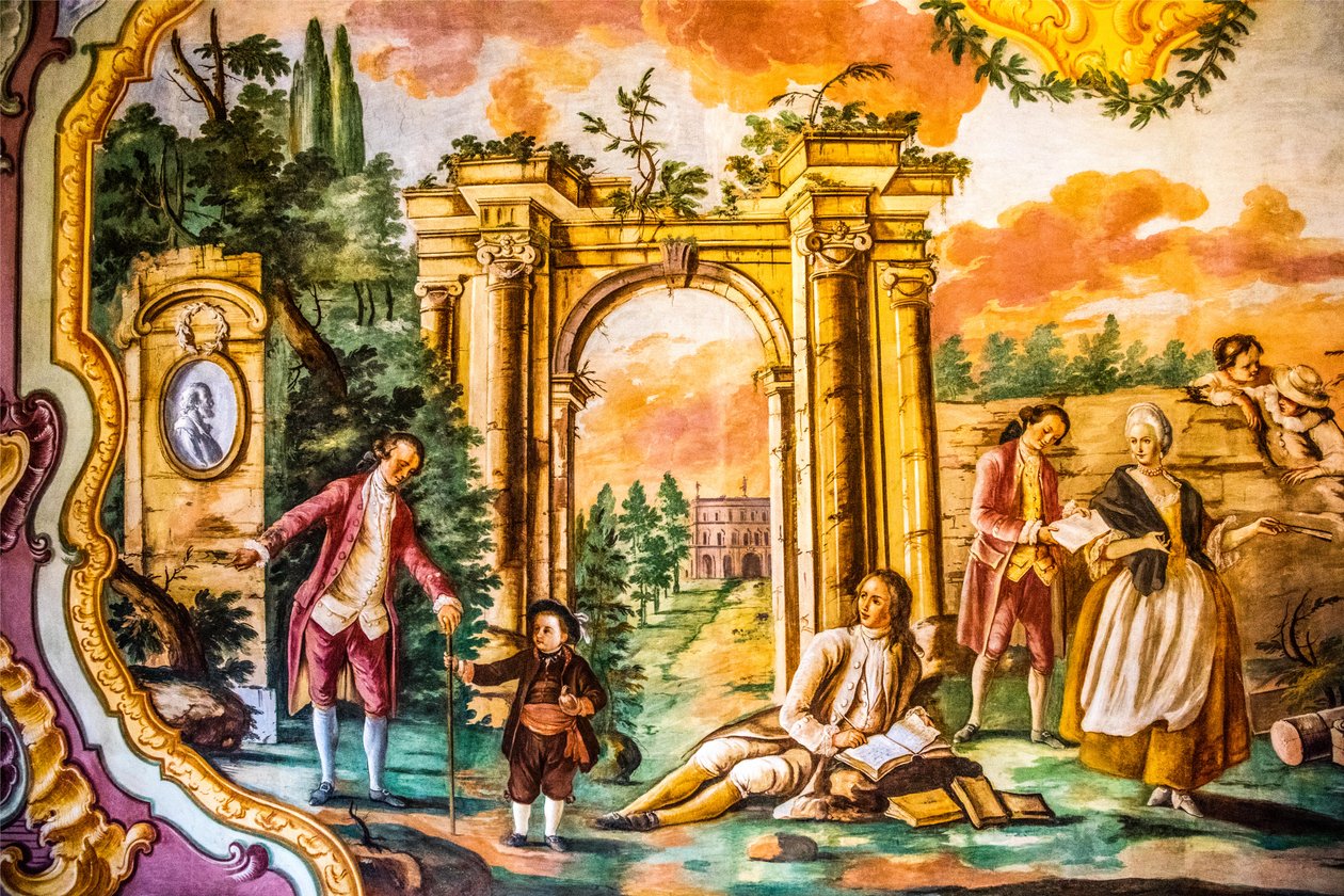Arcadia Room med fresker af Domenico Carella, Palazzo Ducale, Martina Franca, Apulien, Martina Franca, Apulien, Italien, Europa (foto) af Unbekannter Künstler