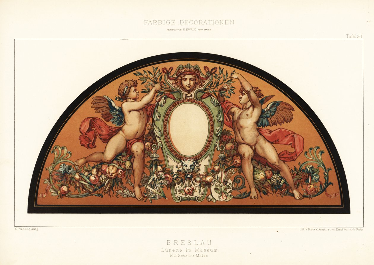 Art nouveau-skærm i Wroclaw Museum, Polen, 1890 (Chromolithograph) af Unbekannter Künstler