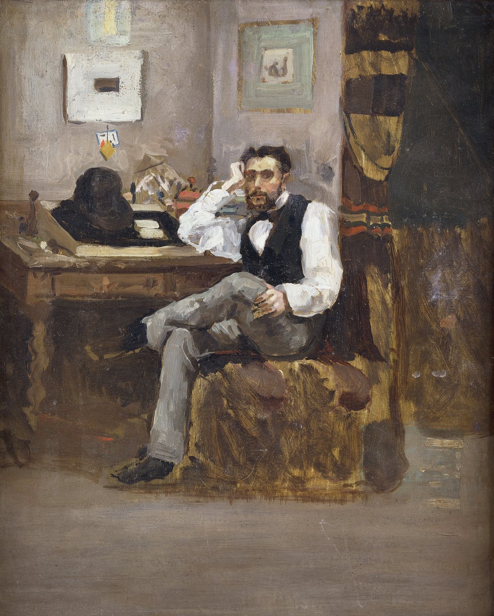 Kunstner i sit Atelier; Kunstneren i sit atelier, af Unbekannt