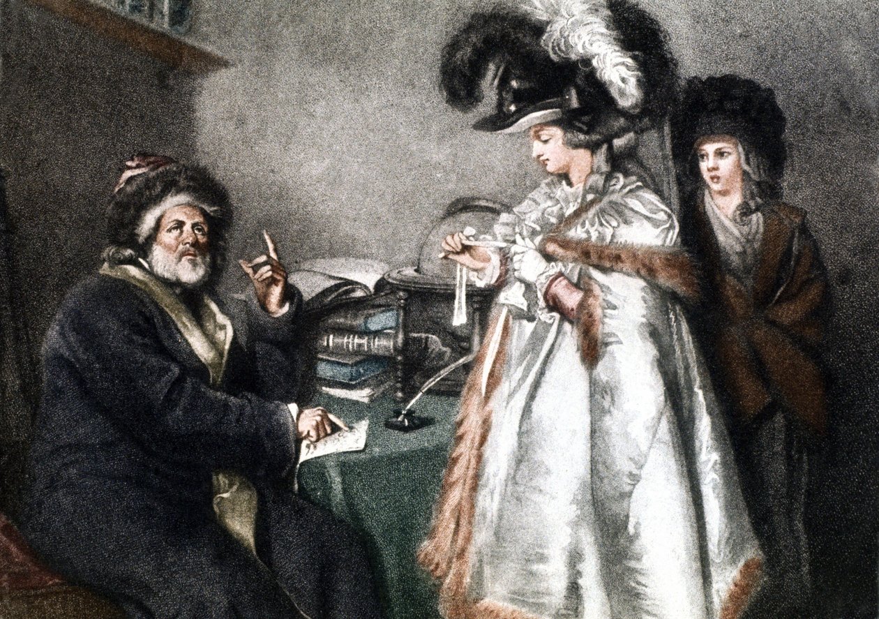 Hos astrologen, ca. 1750-1800 (Stik) af Unbekannter Künstler