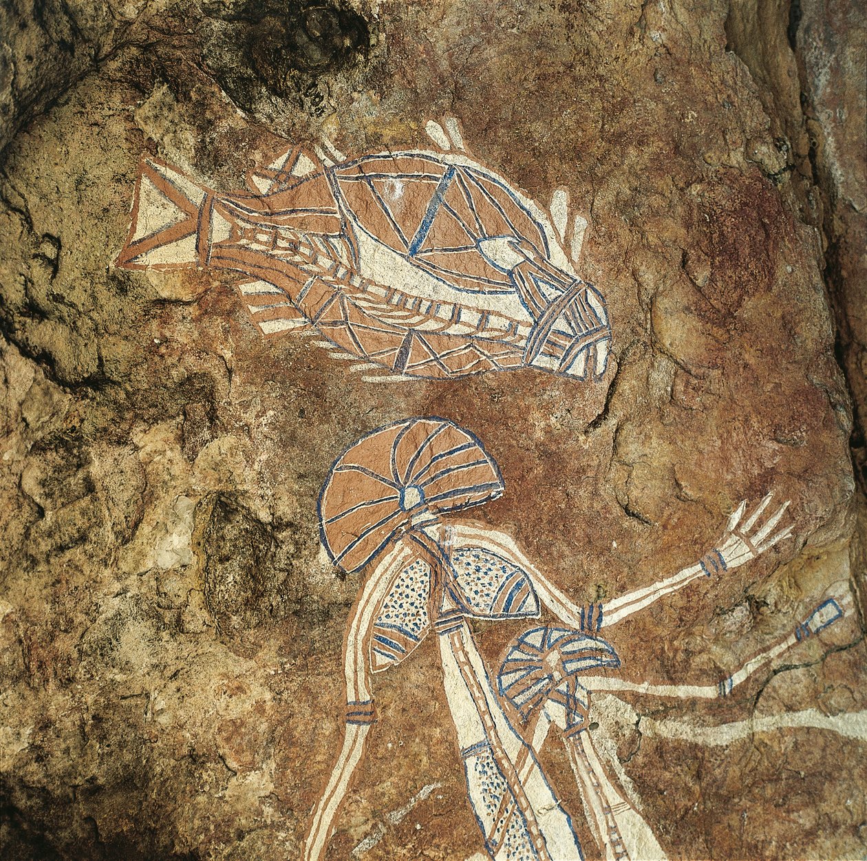 Australien, Northern Territory, Arnhem Land, Kakadu National Park, Nourlangie Rock, Aboriginal klippemalerier af William M. Timlin
