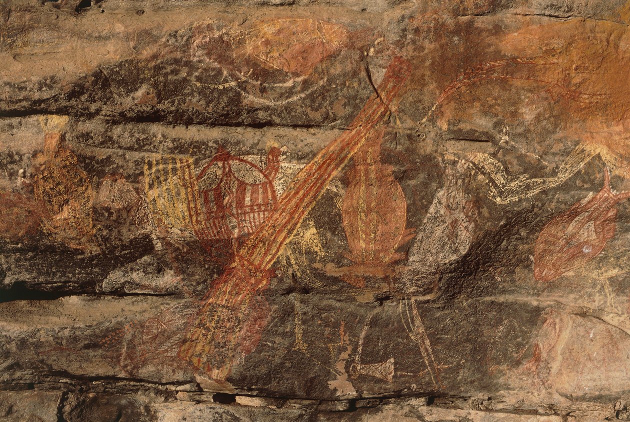 Australien, Northern Territory, Arnhem Land, Kakadu National Park, Obiri Rock, Aboriginal klippemalerier af Benjamin Baud