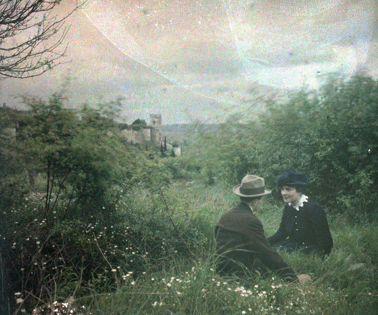 Autochrome anonymous - Touraine og dens slotte: C-par nær slottet, Chinon, Frankrig af Unbekannter Künstler