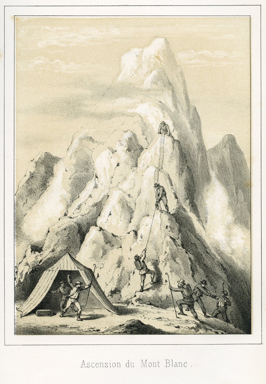 Lavine på Mont Blanc, som resulterede i, at tre guider døde. Indgravering "" Ciel Terre et Mer" af R. Delasalle, omkring 1860 af Unbekannt