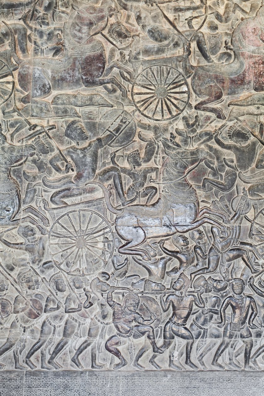 Basrelieffer på det nordlige galleri i Angkor wat, Cambodja af Unbekannter Künstler