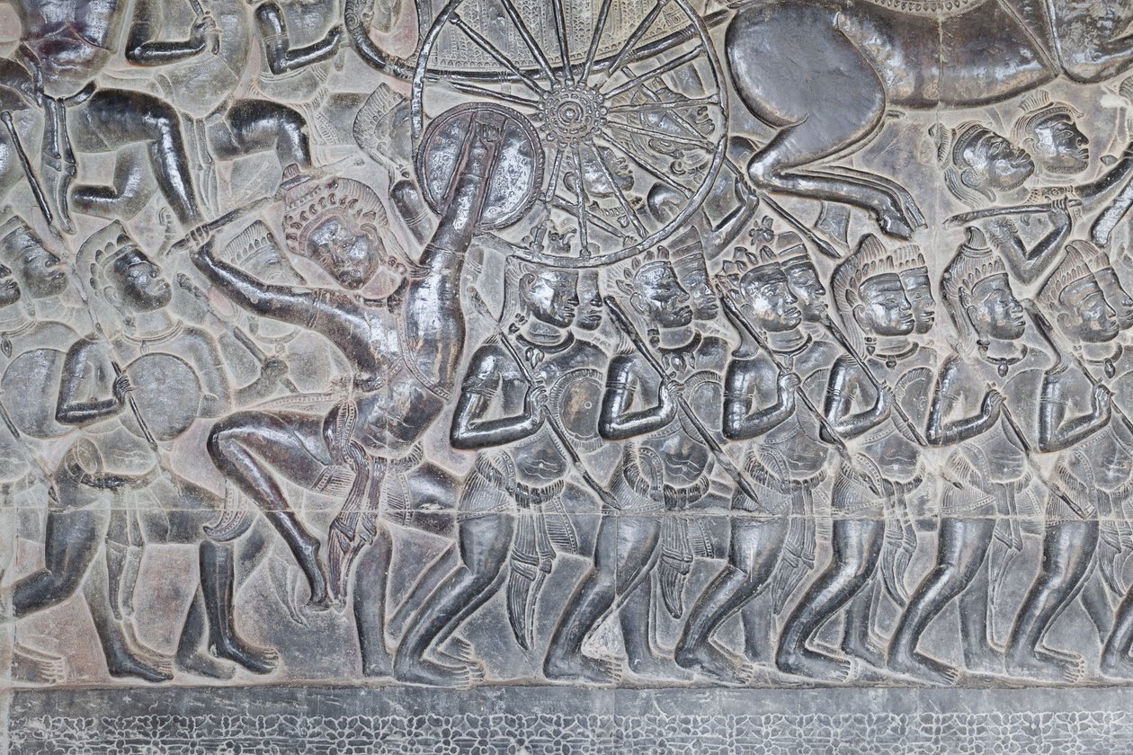 Basrelieffer på det nordlige galleri i Angkor wat, Cambodja af Unbekannter Künstler