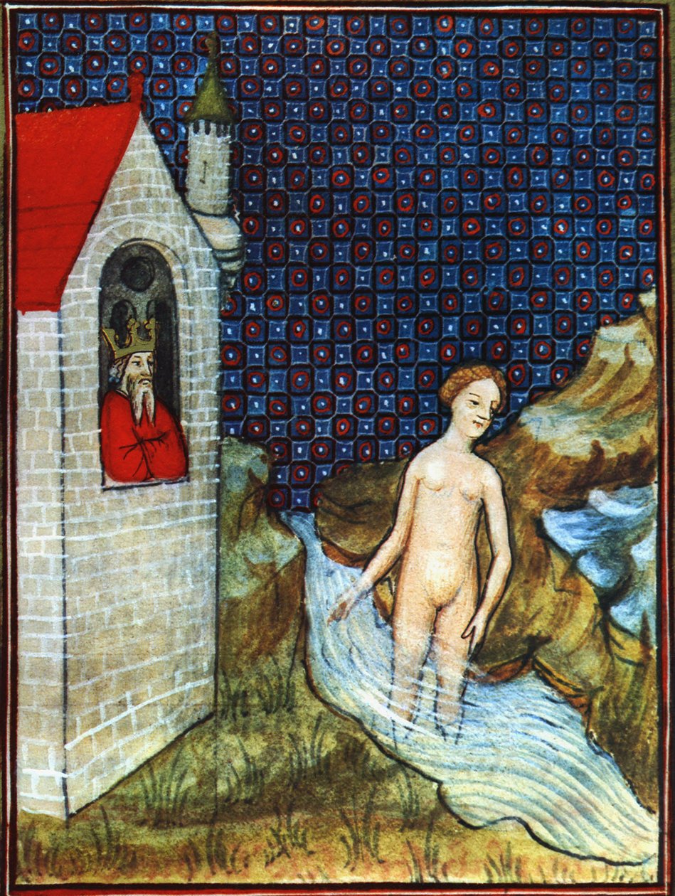 Batseba efter en miniature af Sansenes Bibel fra det 14. århundrede af Unbekannter Künstler