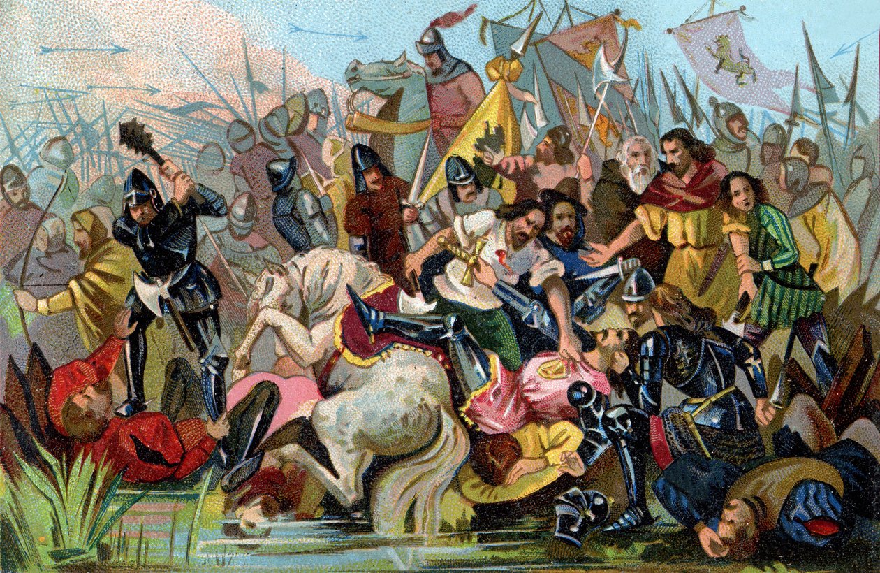 Slaget om de gyldne sporer (1302), ca. 1900 (illustration) af Unbekannter Künstler