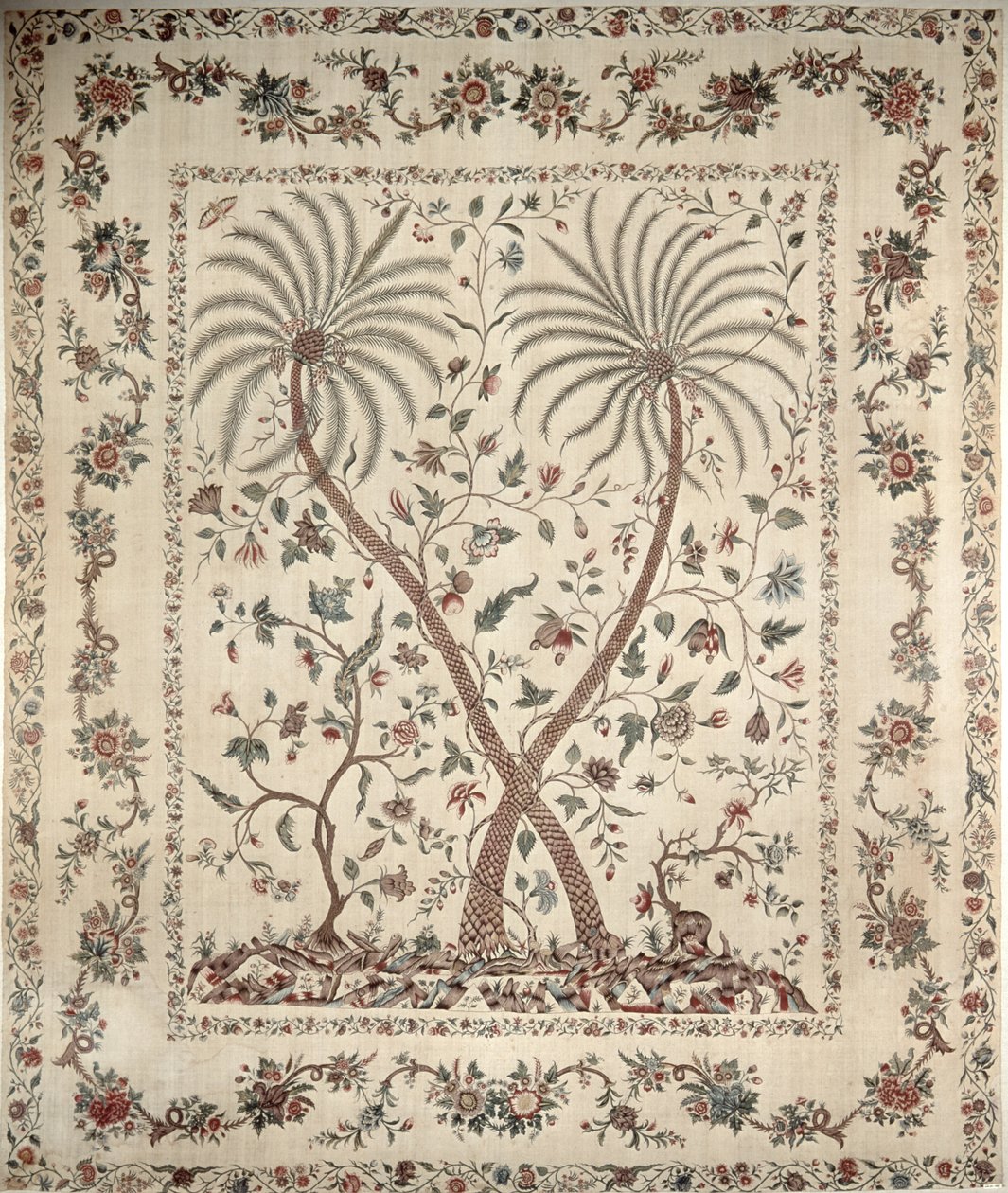 Sengetæppe med palmemotiver fra Southern Coromandel Coast, ca. 1770 (bomuld) af Unbekannt