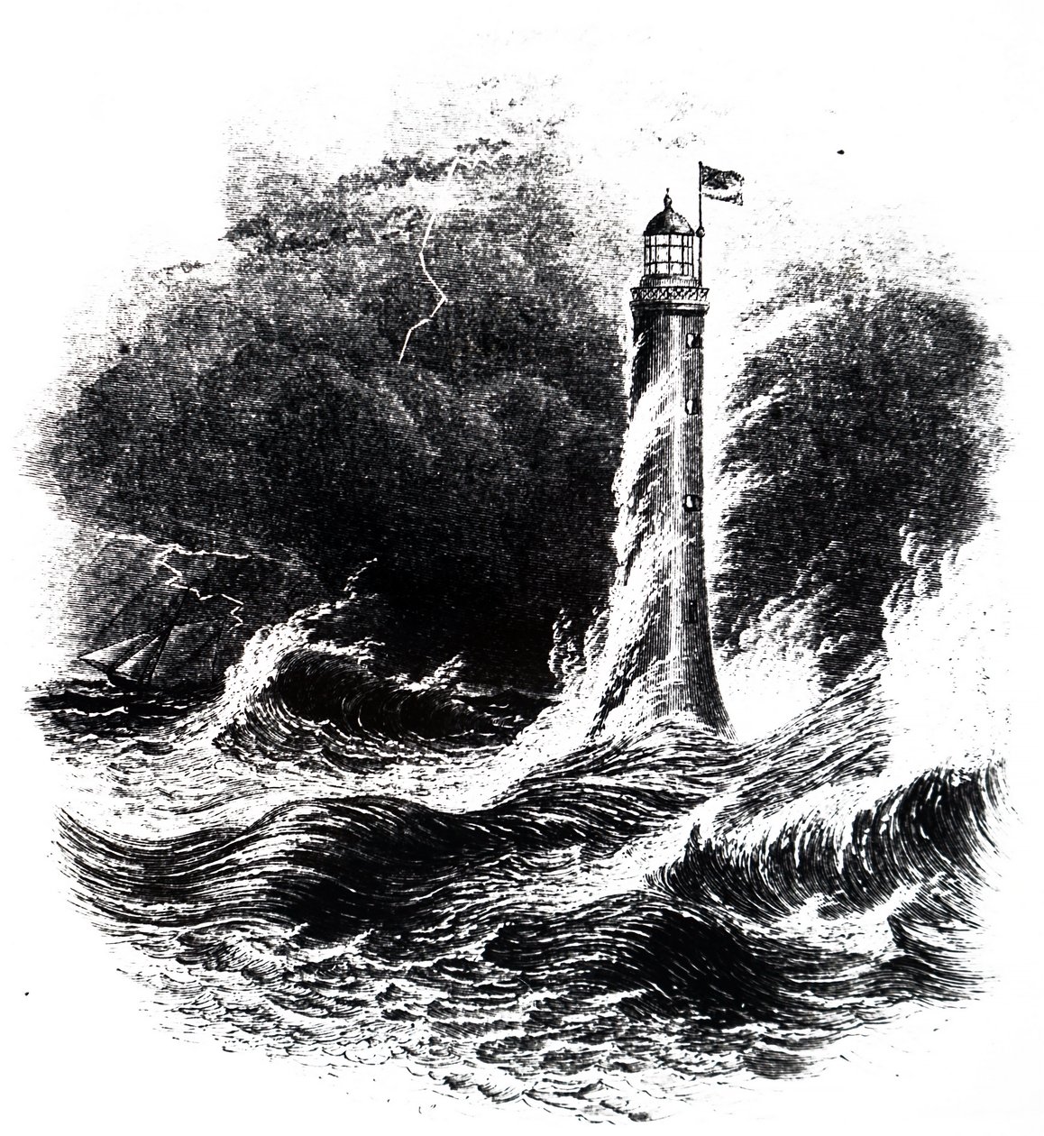 Bell Rock fyrtårn i en storm. af Unbekannt