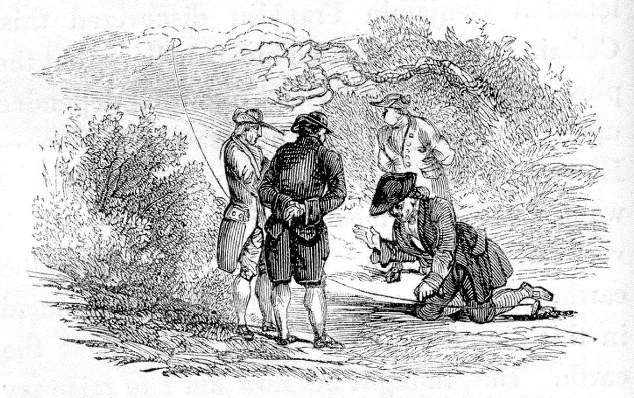 Benjamin Franklin under elektrisk eksperiment af Unbekannter Künstler