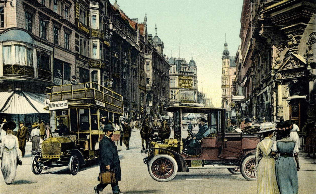 Gadescene i Berlin, begyndelsen af det 20. århundrede (postkort) af Unbekannter Künstler