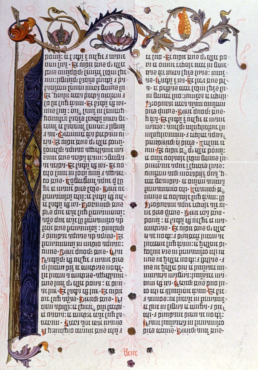 Bibel side 36 linjer fra Gutenberg, Mainz af Unbekannter Künstler