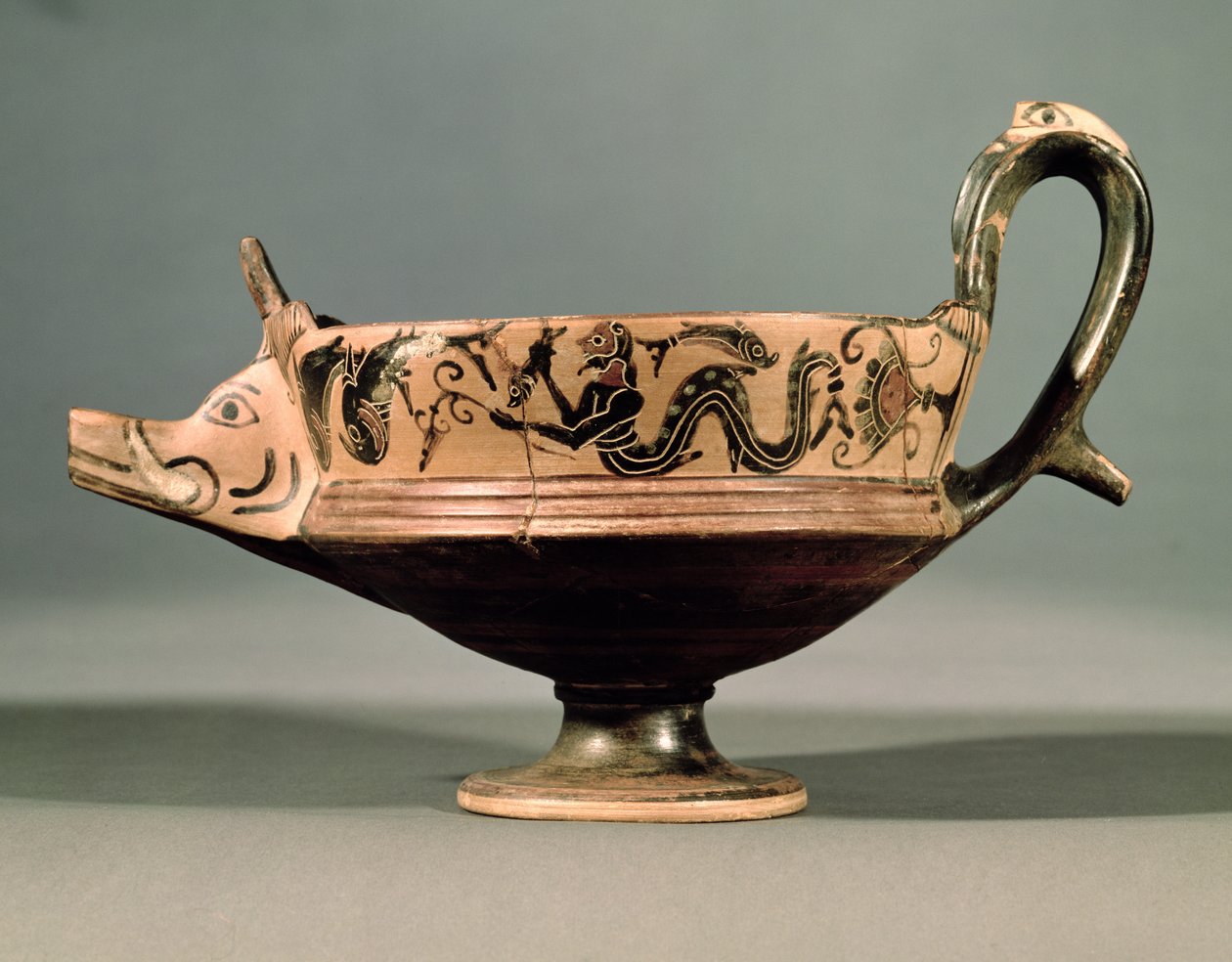 Boeotisk sortfigur kyathos fra gruppen Boeotian Dancers, ca. 575-550 f.Kr. (keramik) af Unbekannt