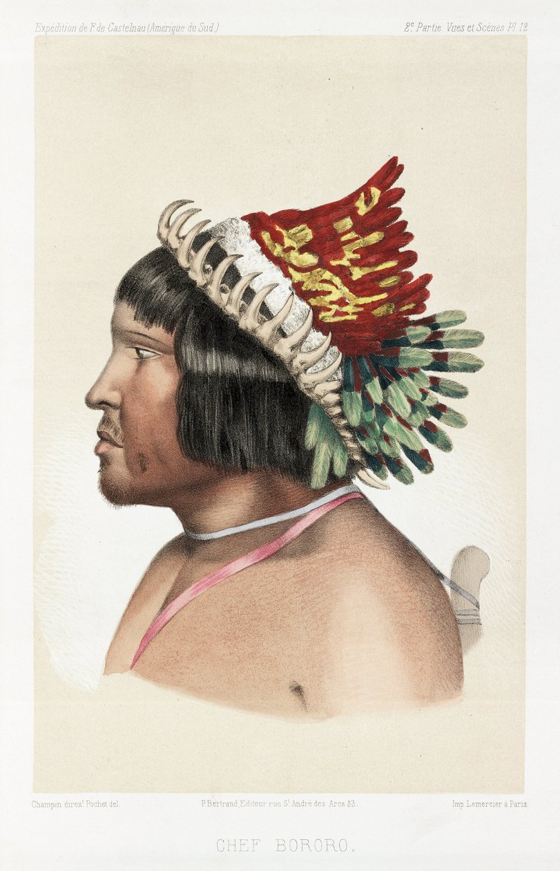 Bororo-høvding, Sydamerika, c 1843-1847 af Unbekannt