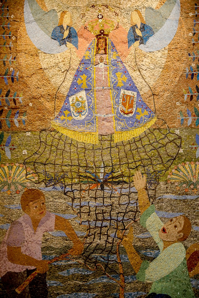 Brasiliansk mosaik i den romersk-katolske bebudelsesbasilika, Nazareth, Galilæa, Israel. Detalje.   (Foto) af Unbekannt