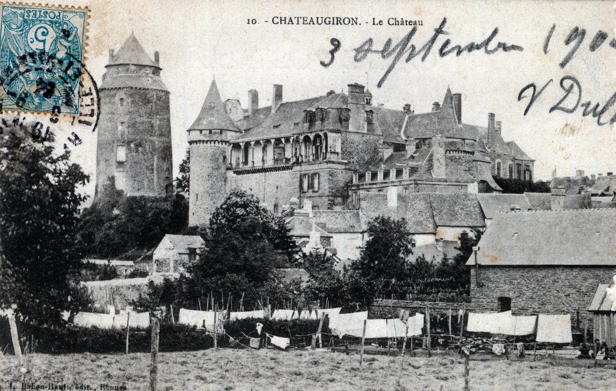 Brittany, Ille et Vilaine (35), Chateaugiron: udvendig udsigt over slottet - Postkort dateret 1904 af Unbekannt