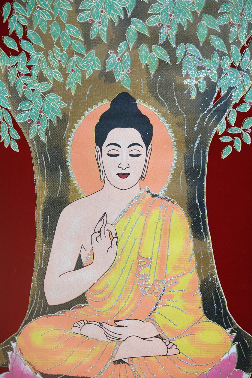 Buddha giver en velsignelse. Thangka, Kathmandu, Nepal af Unbekannt