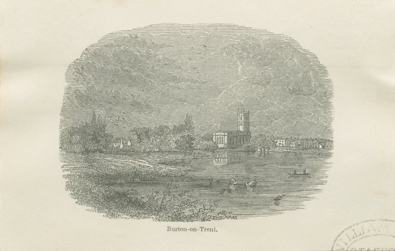 Burton-upon-Trent - Old Church: vignetteret træsnitsgravering og [?1800-tallet] af Unbekannt