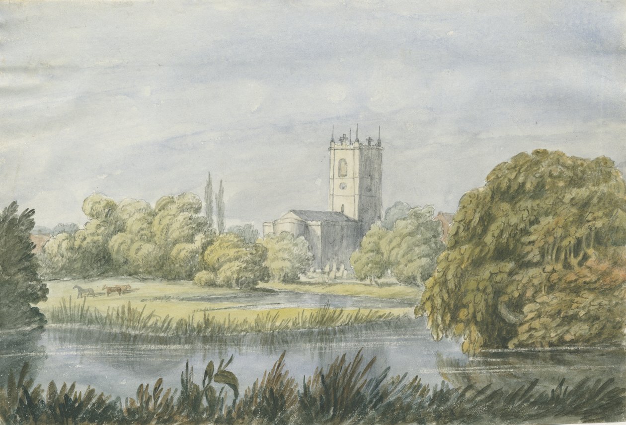 Burton-upon-Trent - "Gamle" kirke: akvarelmaleri, nd [? 1800-tallet] af Unbekannt