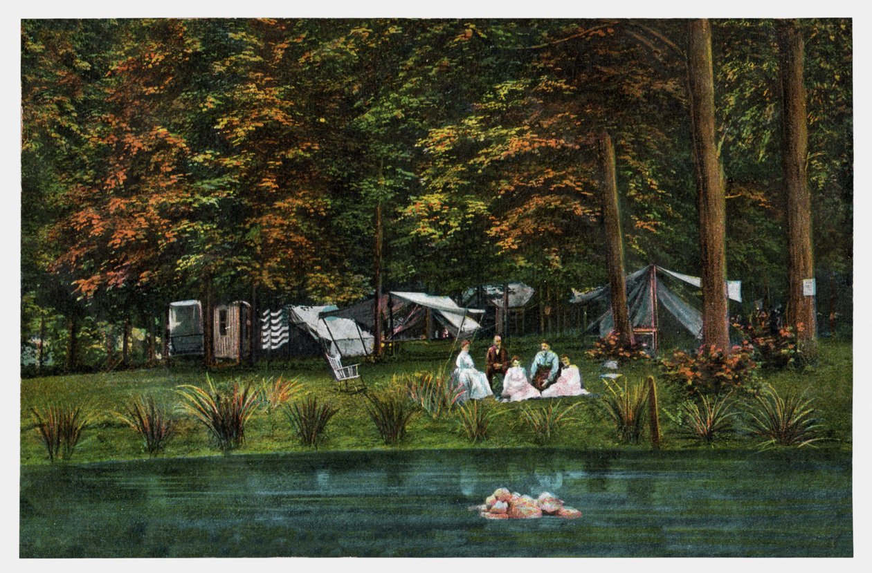 Camping i USA, ca. 1910 (tryk) af Unbekannter Künstler