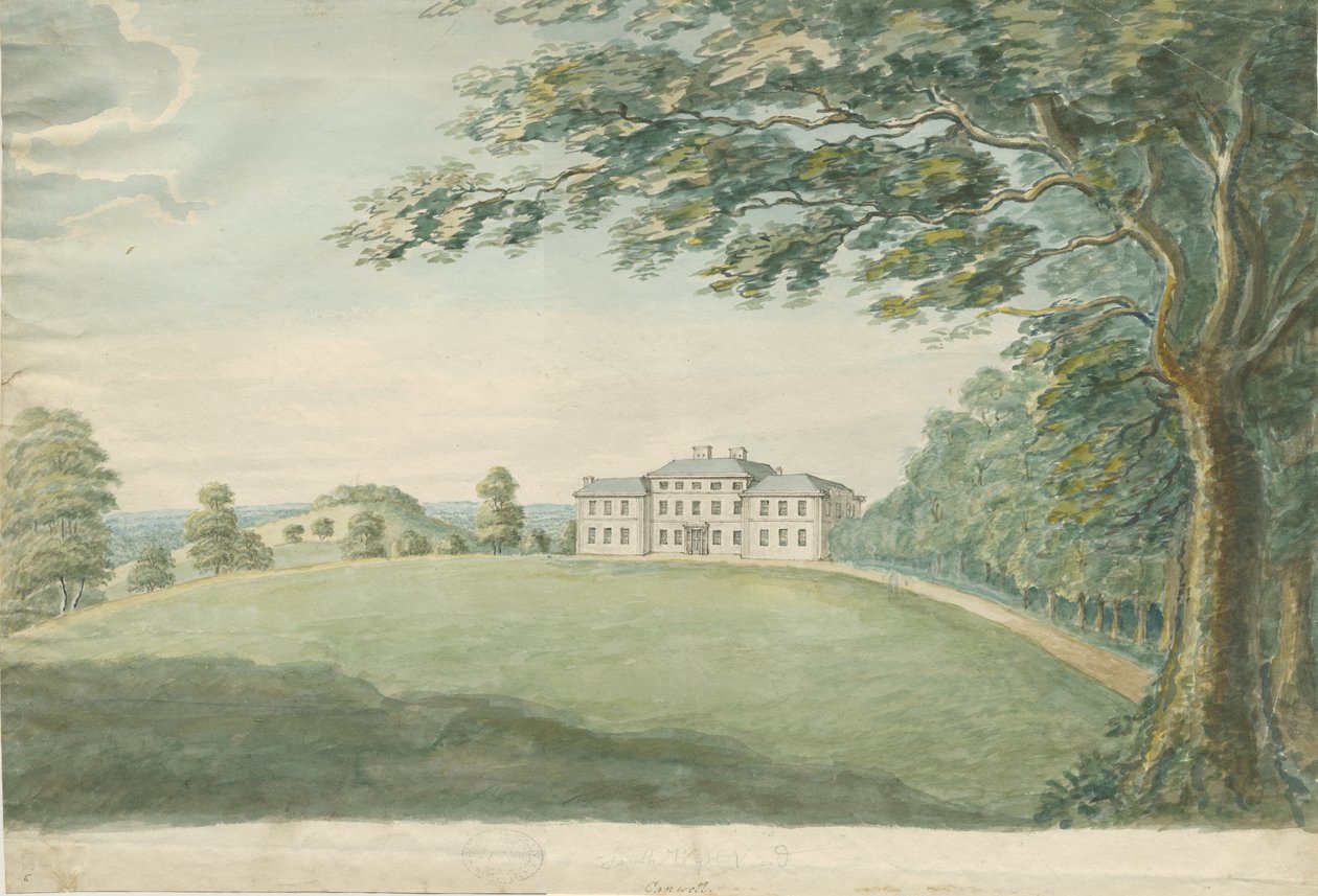 Canwell Hall: akvarelmaleri, nd [?1700-tallet] af Unbekannt