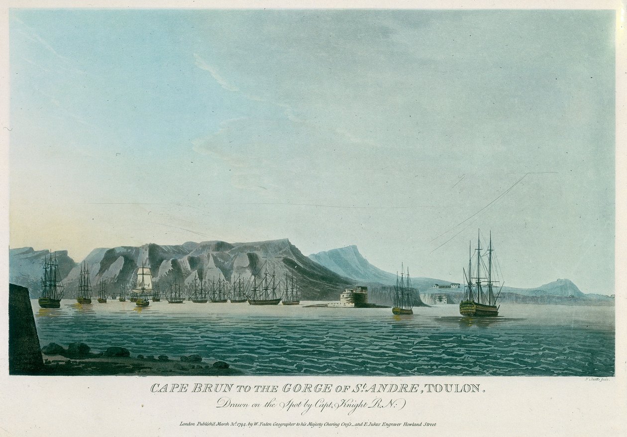 Cap Brun har Saint André-kløften, Toulon (Frankrig). Litografi (30,7x43,8 cm) af Knight af Unbekannter Künstler