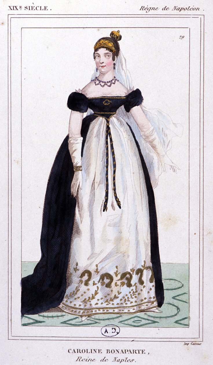 Caroline Bonaparte, ca. 1810 (kobberstik) af Unbekannter Künstler