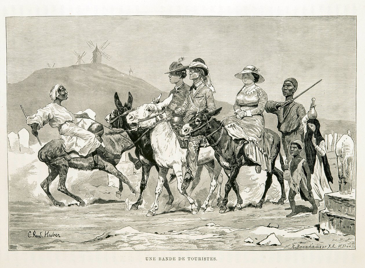 Tegneserie af vestlige turister i Egypten - Illustration fra Atlas of Egypt af Unknown