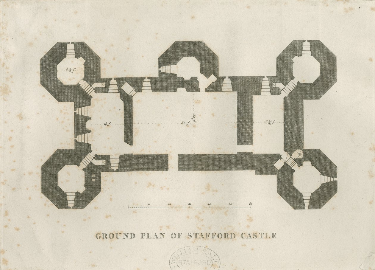 Castle Church - Stafford Castle: gravering og [1800-tallet] af Unbekannt