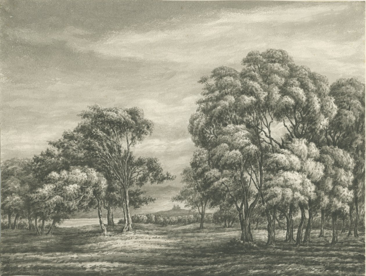 Castle Church - Stafford Castle: sepia-tegning, nd [?1800-tallet] af Unbekannt