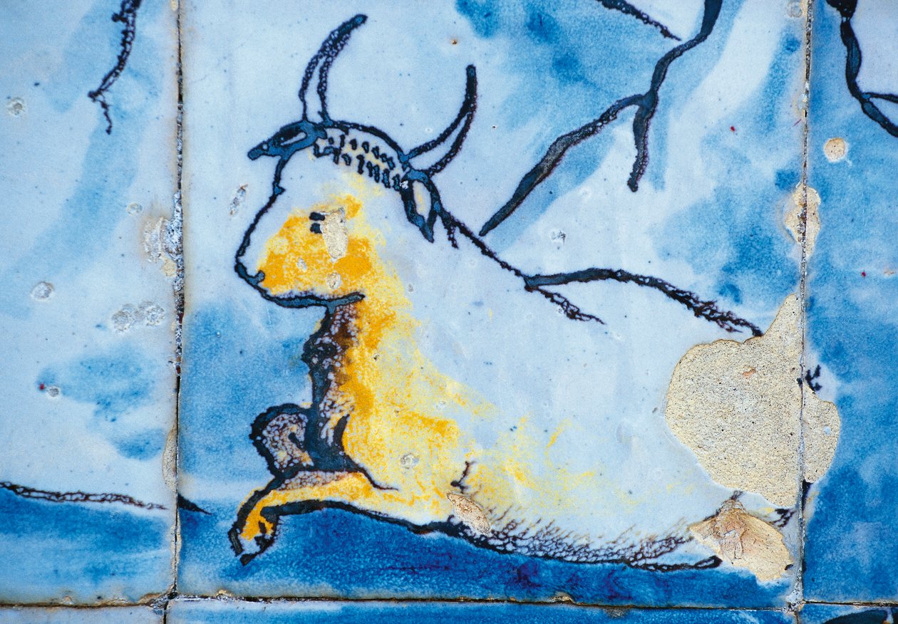 Kvæg, azulejos fliser, Palace of Marquises of Fronteira, Lissabon, Portugal Detail af Benjamin Baud