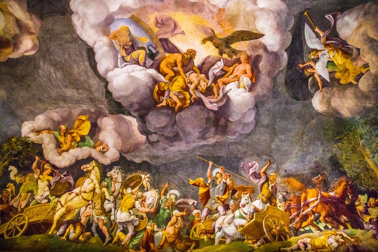 Loftmaleri i Palazzo Ducale, Royal Palace, Castel San Giorgio, Mantua, Lombardiet, Italien, Europa (foto) af Unbekannter Künstler