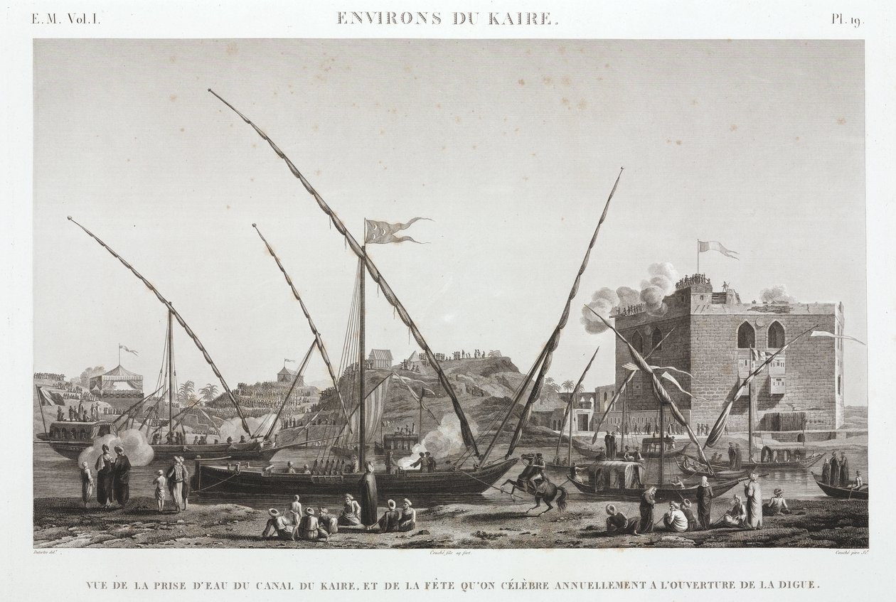 Fejring af den årlige åbning af diget ved Cairo-kanalen, Egypten, ca. 1798 af Unbekannt