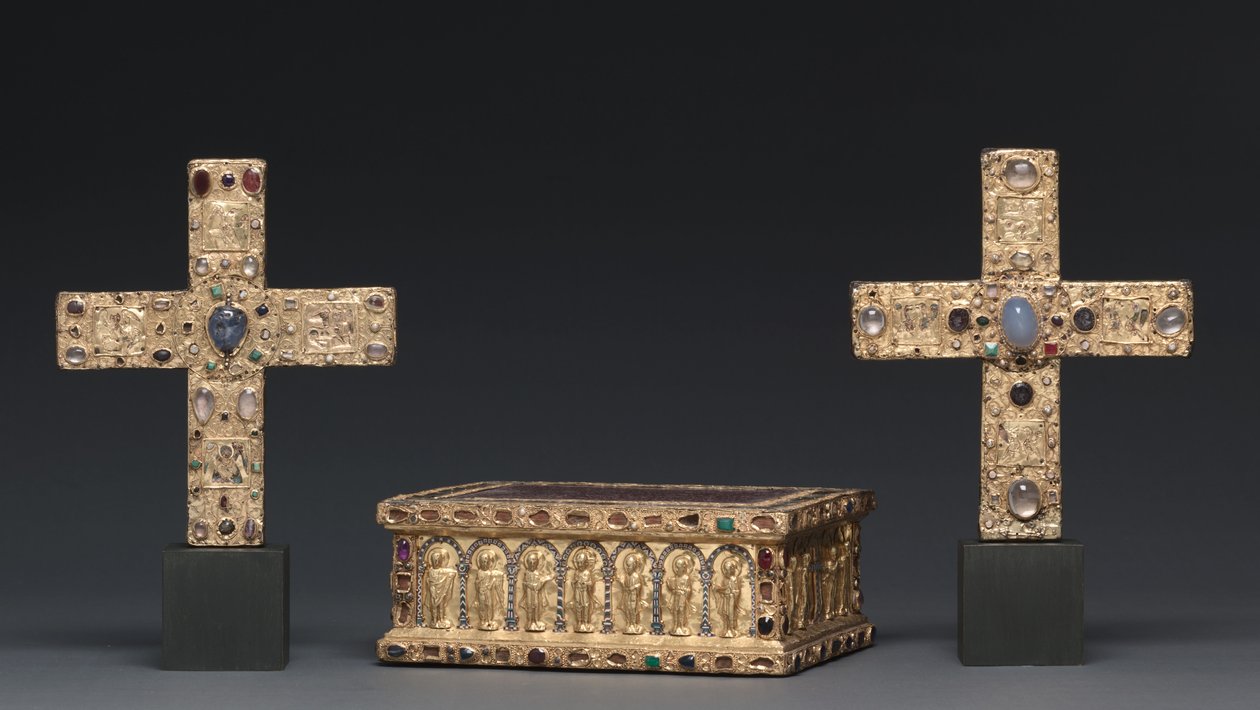 Grevinde Gertruds ceremonielle kors, Niedersachsen, ca. 1038, relikvietaske, 1200-tallet og grev Liudolfs ceremonielle kors, kort efter 1038 af Unbekannt