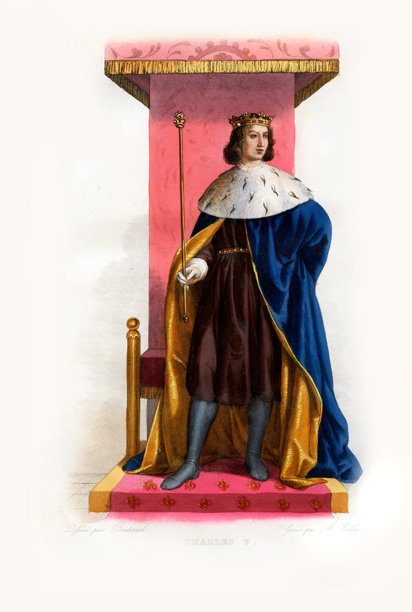 Charles V af Frankrig kaldet de vise, ca. 1844 (gravering) af Lancelot Volders