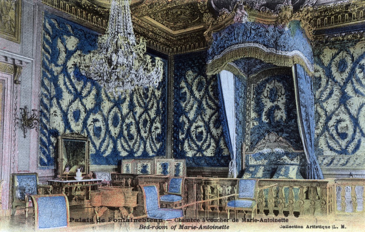 Chateau de Fontainebleau: soveværelse af dronning Marie Antoinette (1755-1793) - Postkort slutningen af det 19.-20. århundrede af William M. Timlin