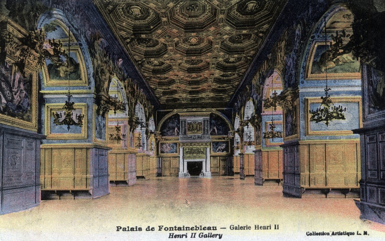 Chateau de Fontainebleau: Galleri Henri II - Postkort slutningen af det 19.-begyndelsen af det 20. århundrede af William M. Timlin
