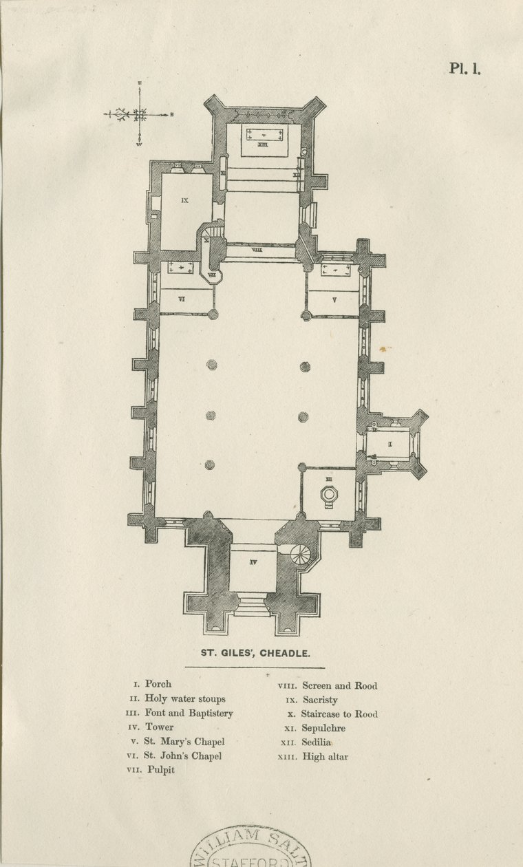 Cheadle - St. Giles Church: wood engraving, and [19th century] dani af Unbekannt