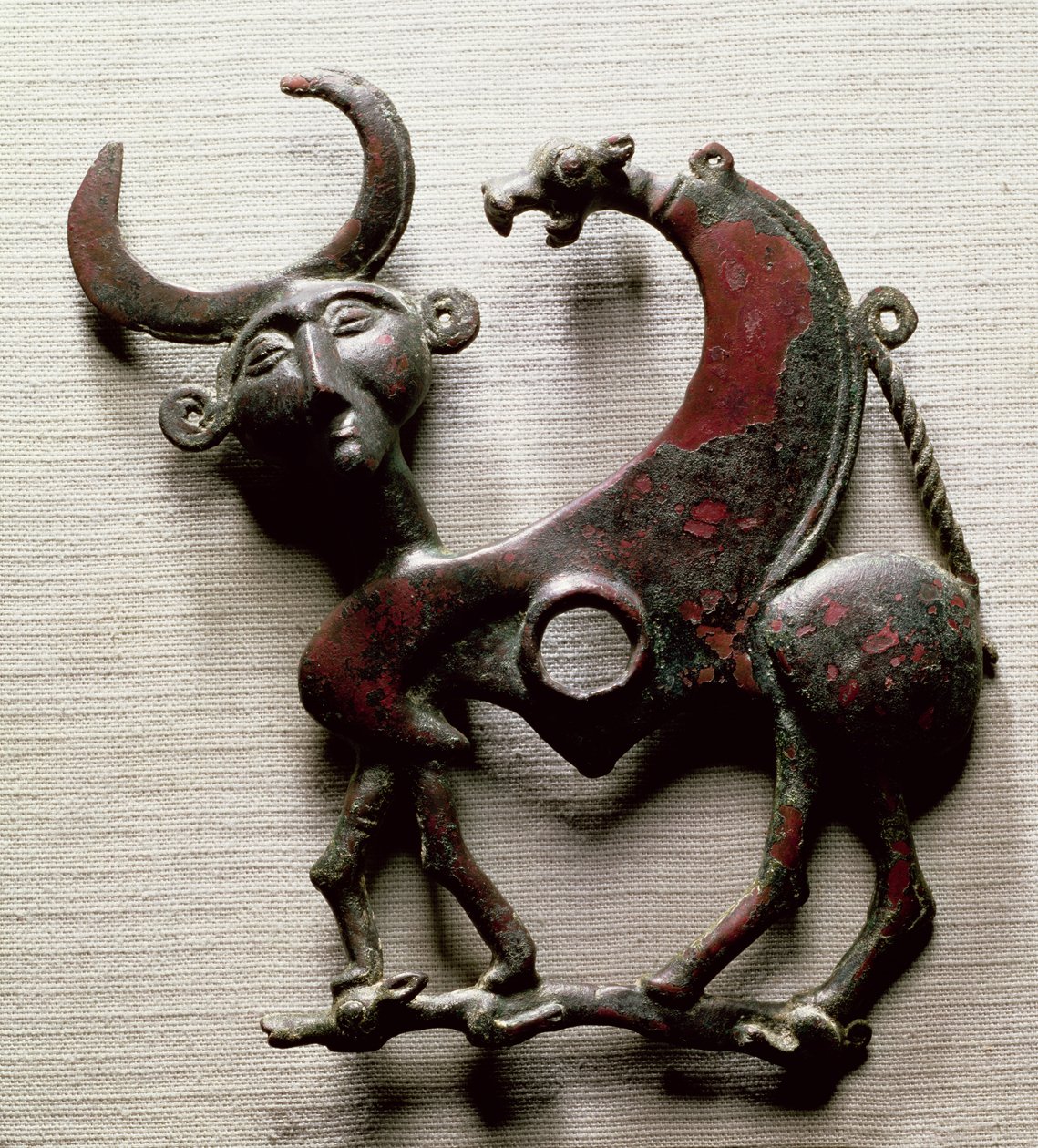Kindstykke af en hestebid i form af et menneskehovedet udyr, fra Luristan, det vestlige Iran, ca. 800-700 f.Kr. (bronze) af Unbekannt