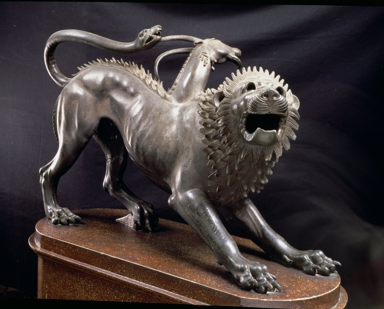 Chimaera of Arezzo eller Chimaera såret af Bellerophon, etruskisk, 380-360 f.Kr. (bronze) af Unbekannt