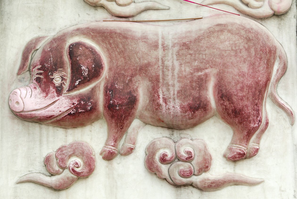Kinesisk astrologisk tegn. Hvid sky tempel Beijing Kina af Unbekannt