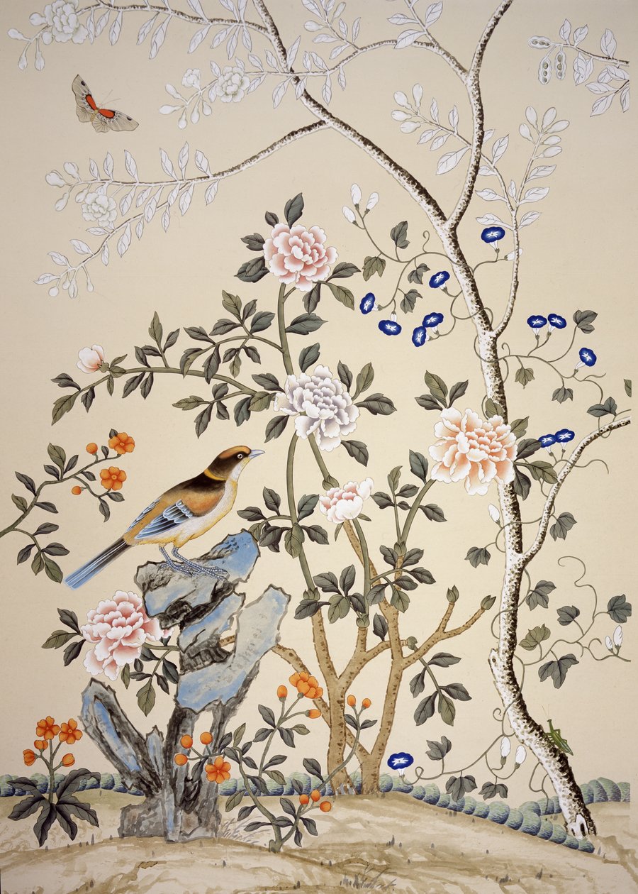 Chinoiserie tapet, Marble Hill House, Twickenham, Richmond, Middlesex, Storbritannien af Unbekannter Künstler