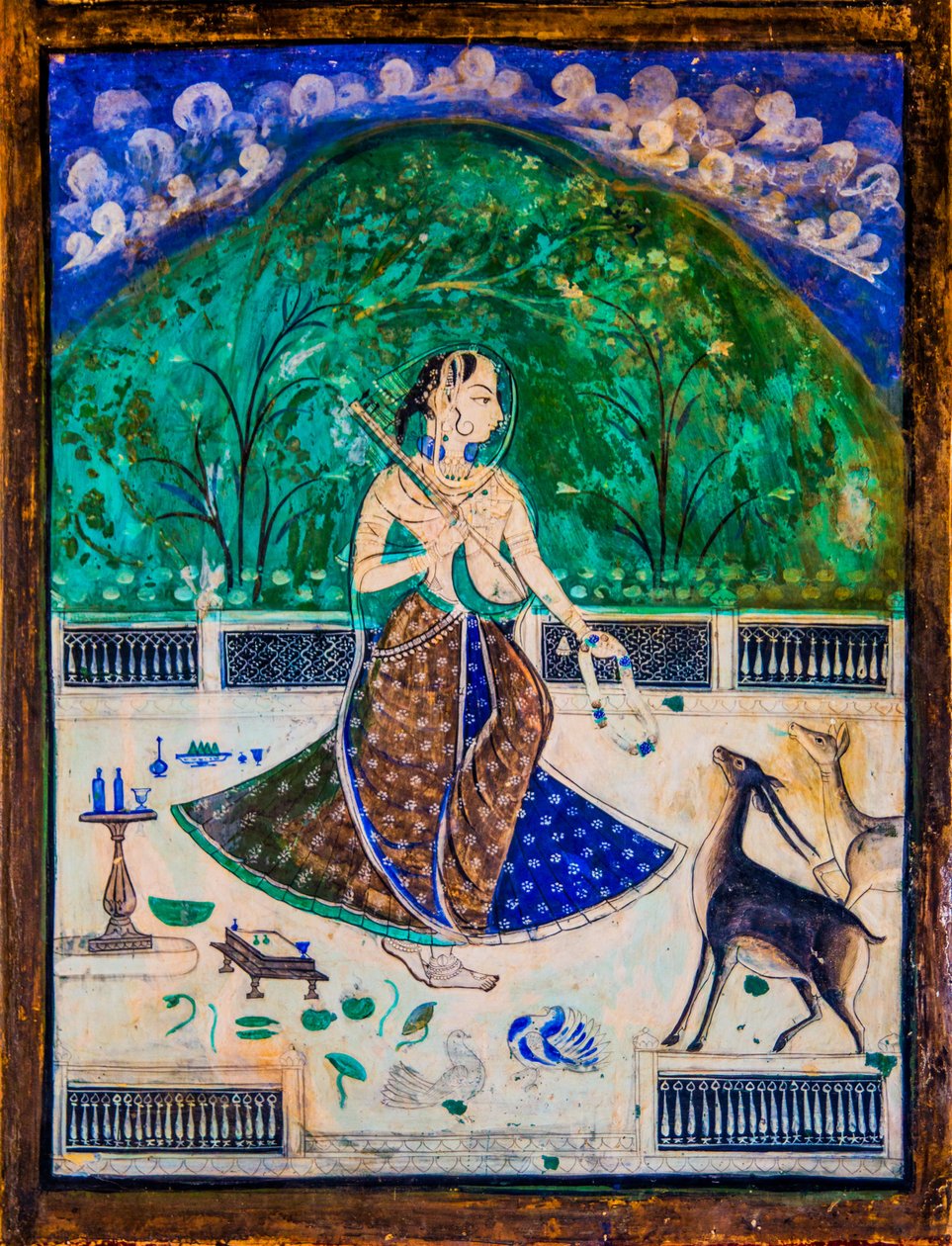 Chittra Sala gårdhave med virtuose fine malerier, Taragarh Fort, Bandi, Bandi, Rajasthan, Indien, Asien (Foto) af Unbekannter Künstler
